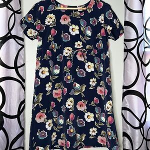 Um & Company Ulterior Motives Navy Blue Floral Sleeveless Sheath Dress 9/10